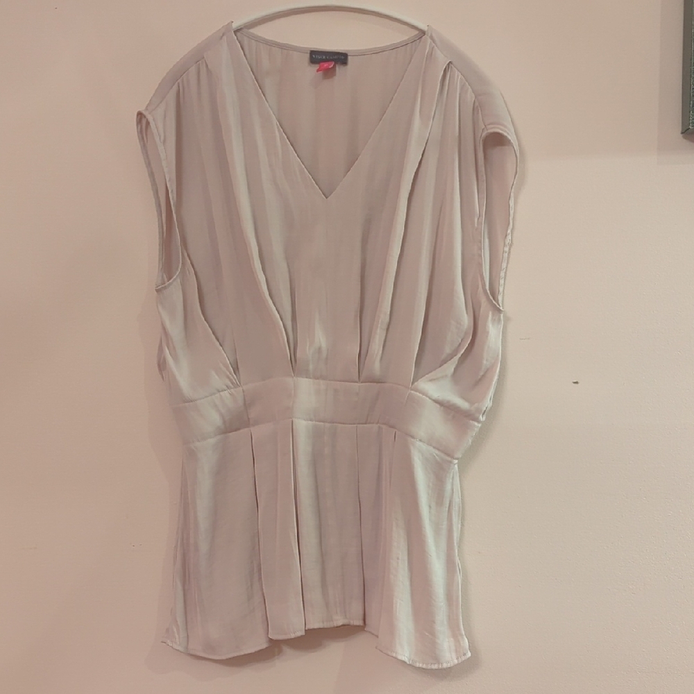 Vince Camuto Cream Pleated Relaxed Blouse